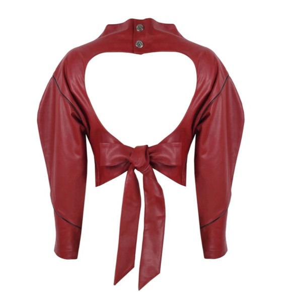 Open back top in red leather. - Picture 3 of 5